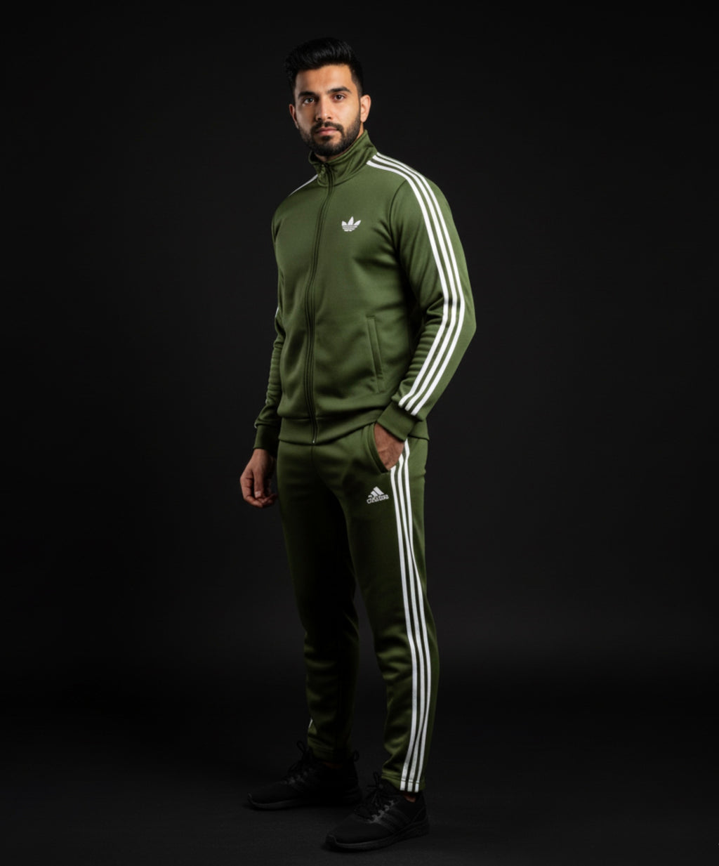 Haziq Performance Green Tracksuit | Fleece Running & Lifestyle Set