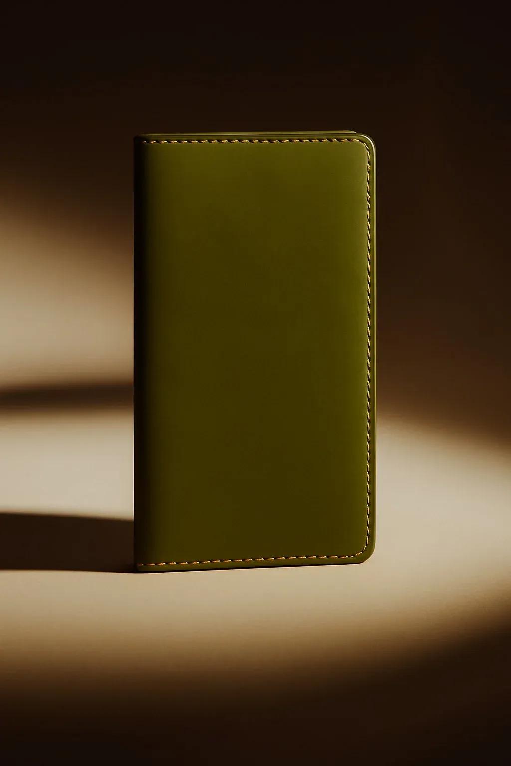 Rustom Moss Olive Vertical Leather Card Wallet – Premium Slim Design